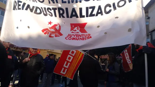 Partido Comunista en la manifestación de Andorra.