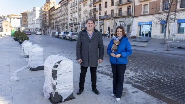 Nuevos contenedores soterrados en el paseo del ovalo de Teruel. Foto Antonio Garcia/Bykofoto. 16/01/20 [[[FOTOGRAFOS]]]