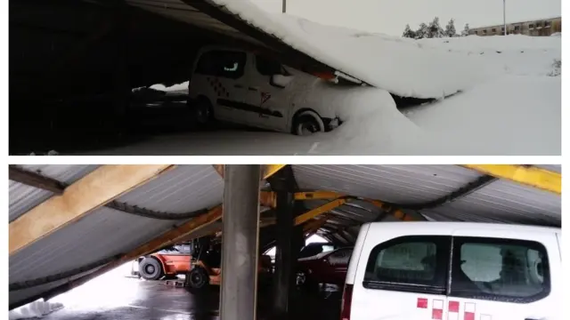 Cede el techo del aparcamiento de la central térmica de Andorra