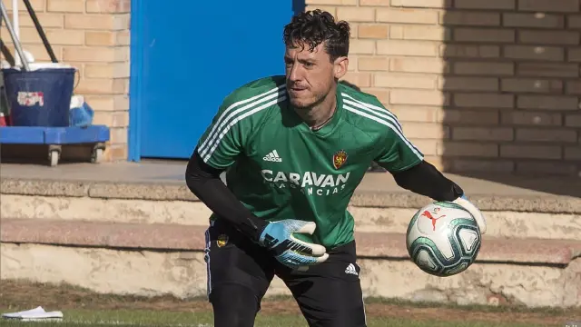 Cristian Álvarez, en el entrenamiento.