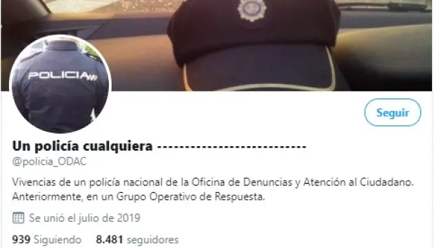 Perfil de "Un policía cualquiera" en Twitter
