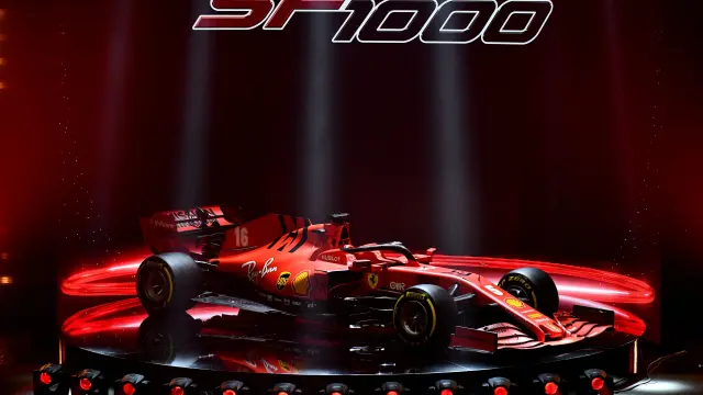 Ferrari unveil the new Formula One race car SF1000 during the presentation at the Romolo Valli Municipal Theatre in Reggio Emilia, Italy, February 11, 2020. Ferrari Press Office/Handout via REUTERS ATTENTION EDITORS - THIS IMAGE HAS BEEN SUPPLIED BY A THIRD PARTY. NO RESALES. NO ARCHIVES [[[REUTERS VOCENTO]]]
