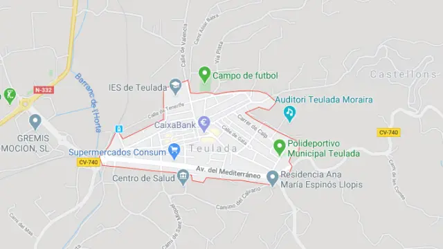 Plano de la localidad de Teulada, en Alicante.