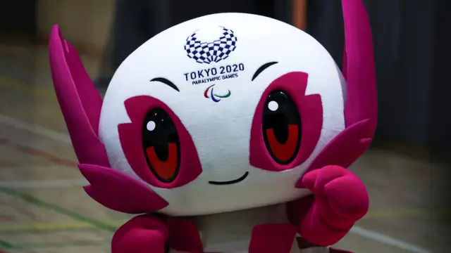Tokyo 2020 Paralympic Games Mascot Someity is seen during an event Six Months to go until Tokyo 2020 Paralympic Games in Tokyo
