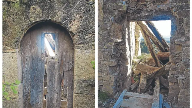 En 2019. Casa Buey, una de las cinco que había en Huértalo y la última que se mantuvo habitada . El año pasado el arco de la puerta estaba intacto.