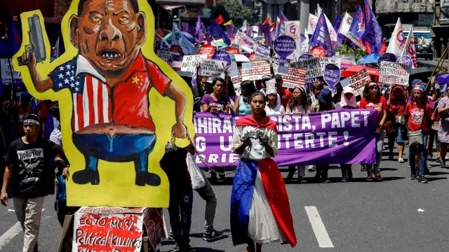 Una marcha feminista en Manila (Filipinas).