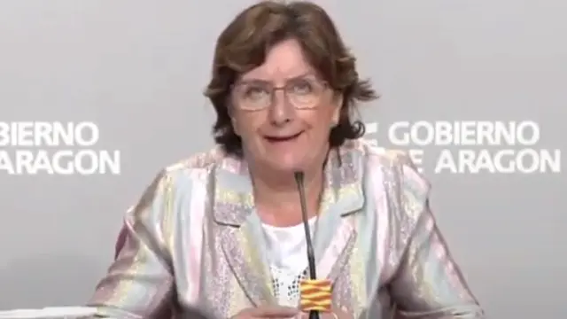 María Victoria Broto, consejera de Ciudadanía y Derechos Sociales del Gobierno de Aragón, en la rueda de prensa de hoy.