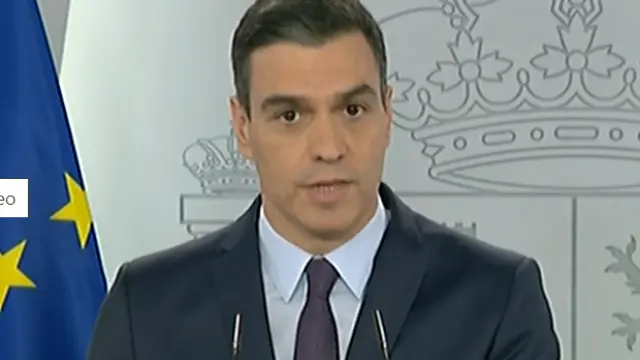 Pedro Sánchez durante su comparecencia.