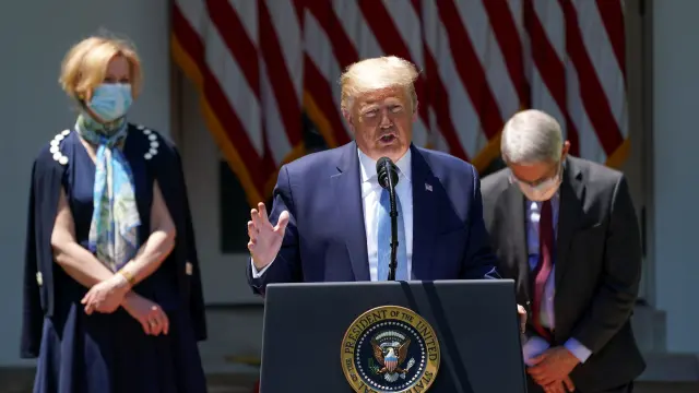 U.S. President Trump holds coronavirus response event in the Rose Garden at the White House in Washington