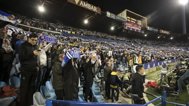 La Romareda, llena a rebosar en el partido de Copa frente al Real Madrid hace cinco meses.