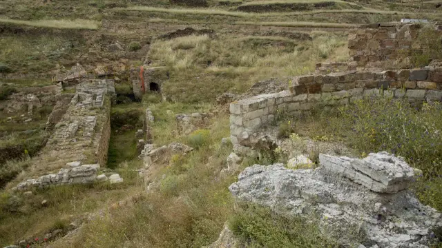 La maleza oculta por completo los restos de la ciudad romana de Bílbilis.