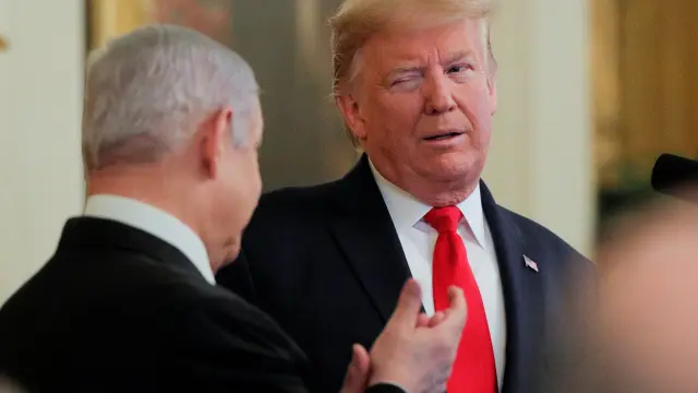 FILE PHOTO: U.S. President Trump and Israel's Prime Minister Netanyahu discuss Middle East peace proposal at White House in Washington