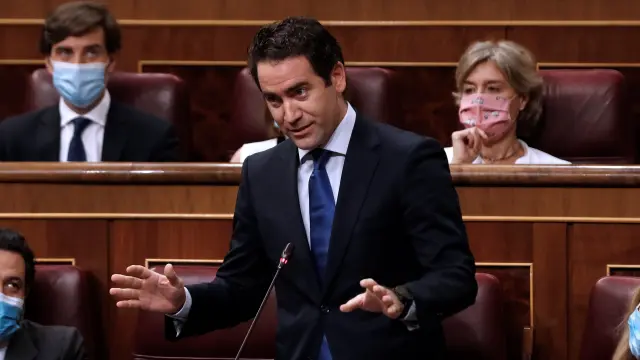 Teodoro García Egea este miércoles en la sesión de control al Gobierno.