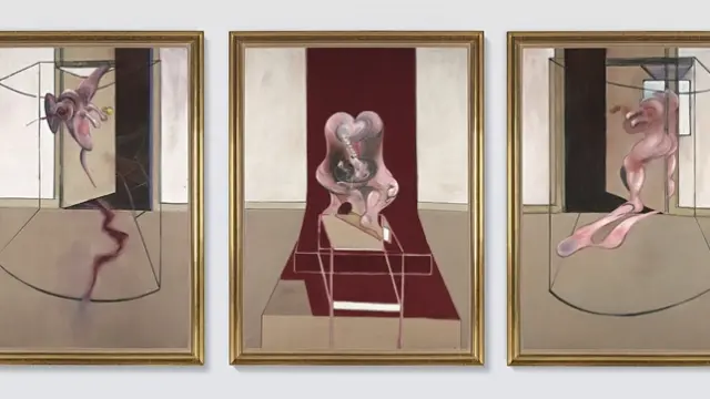 Fotografía cedida por Sotheby's donde se muestra un tríptico del británico Francis Bacon, "Tríptico inspirado en la Orestíada de Esquilo" (1981).