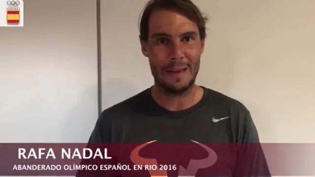Un momento del vídeo con el mensaje del último abanderado español, Rafa Nadal, en los Juegos de Río en 2016.