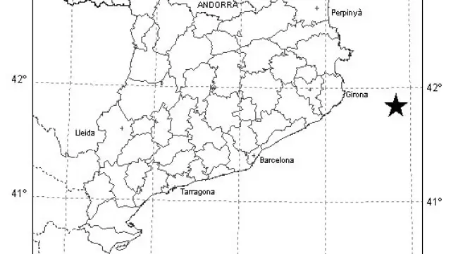 Mapa del seísmo en la Costa Brava.
