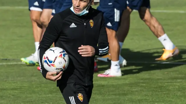 Baraja, durante el último entrenamiento del Real Zaragoza.