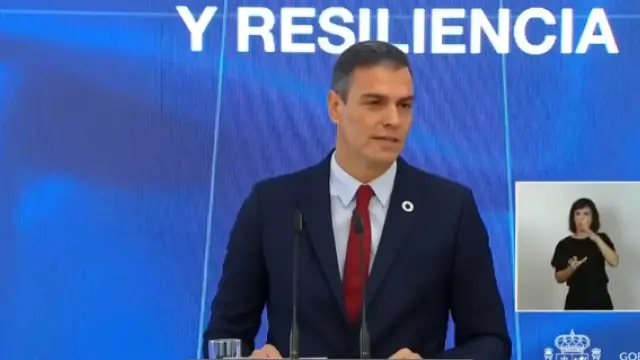 Pedro Sánchez durante la rueda de prensa