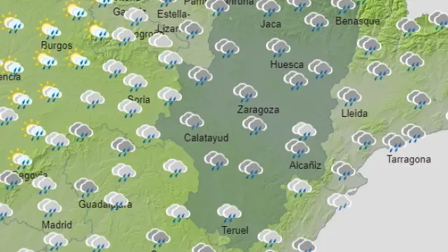 Cielo nuboso o cubierto con precipitaciones este jueves en Aragón