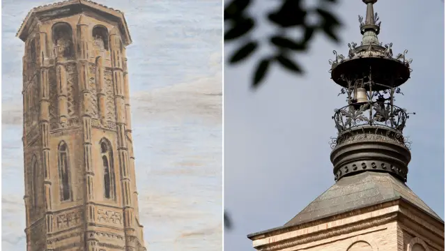 Ilustración de la Torre Nueva y campana de los perdidos de San Miguel de los Navarros.