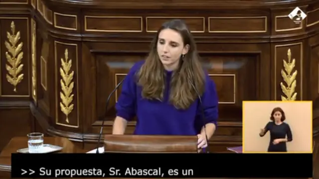 Unidas Podemos, en su intervención de este jueves en el debate de la moción de censura.