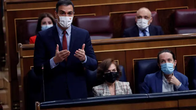 Pedro Sánchez, durante la sesión de control al Gobierno en el Congreso de este miércoles.