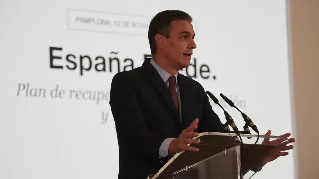 Pedro Sánchez durante su visita a Pamplona.