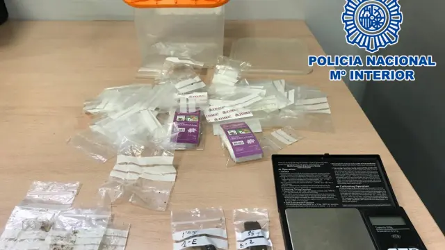 Drogas incautadas por la Policía Nacional en Zaragoza.