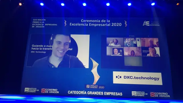 Jorge Calderón, en nombre de la empresa DXC Technology, agradeció el premio a la Exelencia 2020 concedido por el IAF ayer en la categoría de grandes empresas.