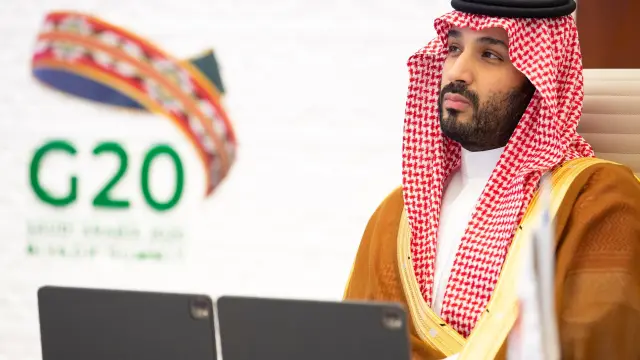21 November 2020, Saudi Arabia, Riyadh: Saudi Crown Prince Mohammed bin Salman bin Abdulaziz Al Saud attends the G20 online summit. Photo: -/Saudi Press Agency/dpa..21/11/2020 ONLY FOR USE IN SPAIN[[[EP]]] 21 November 2020, Saudi Arabia, Riyadh: Saudi Crown Prince Mohammed bin Salman bin Abdulaziz Al Saud attends the G20 online summit. Photo: -/Saudi Press Agency/dpa