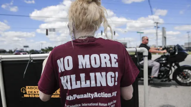 Protestas por la ejecución en Terre Haute, Indiana.