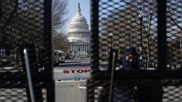 Capitol police secure the area ahead of U.S. President-elect Joe Biden's inauguration, in Washington