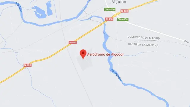 Localización del aeródromo de Algodor, cerca del que se ha producido el accidente.