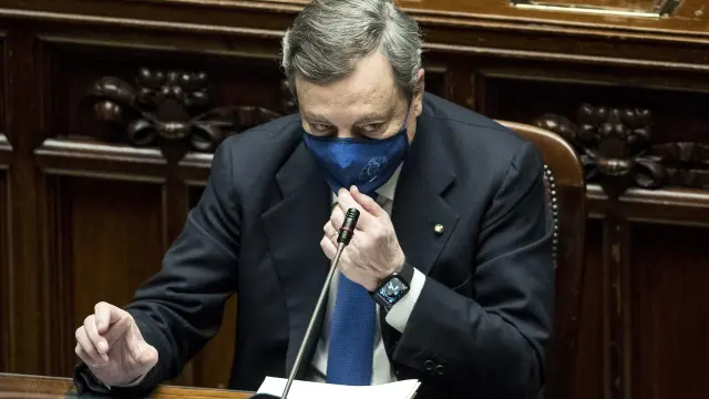 Mario Draghi, este jueves en la Cámara de Diputados de Italia.