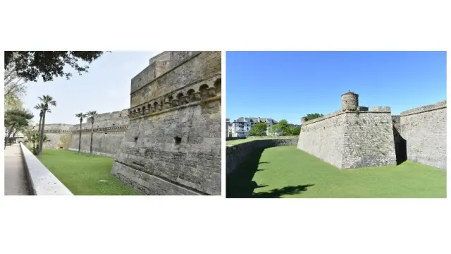 Castillo de Bari (Apulia) (izquierda) y ciudadela de Jaca