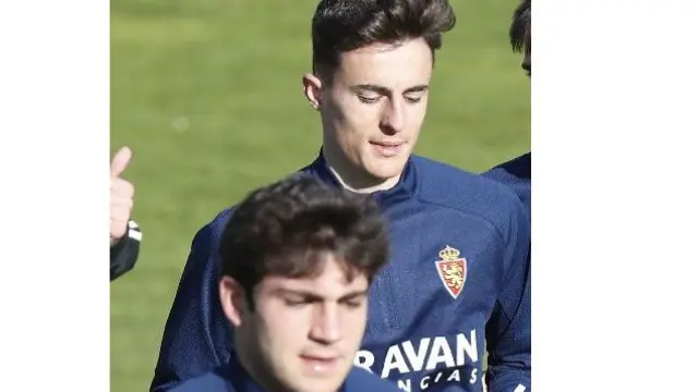 Francés e Iván Azón, en un entrenamiento reciente con el Real Zaragoza.