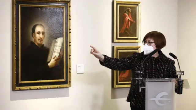 Rosario Añaños, directora del Museo Goya de Fundación Ibercaja, comenta algunos aspectos del cuadro recién incorporado al centro.