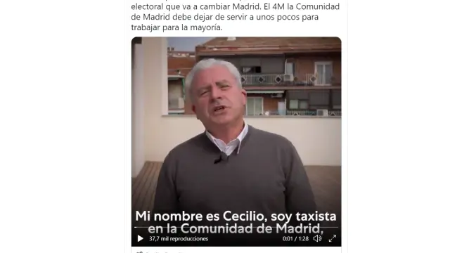 El taxista Cecilio González, fichado por Pablo Iglesias, en un tuit publicado por el líder de Podemos.