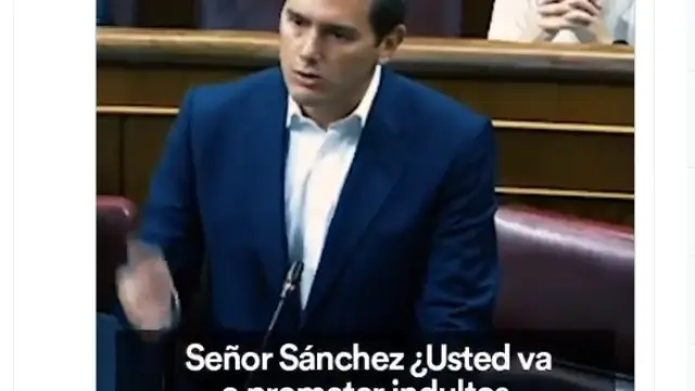 Rivera, en 2017 en el Congreso preguntando a Sánchez sobre los indultos.