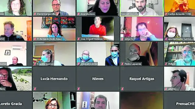 Imagen del taller participativo del tramo Osera-Fuentes de Ebro, celebrado de forma ‘online’ por la covid.