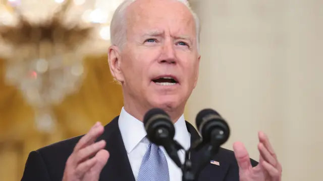 Joe Biden, este lunes en la Casa Blanca, hablando sobre Afganistán