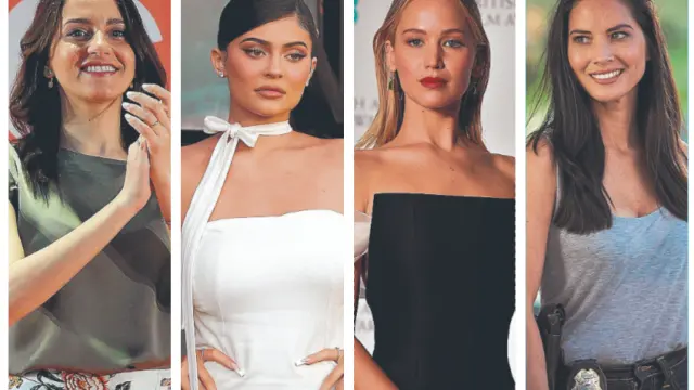 De izquierda a derecha, Inés Arrimadas, Kylie Jenner, Jennifer Lawrence y Olivia Munn.