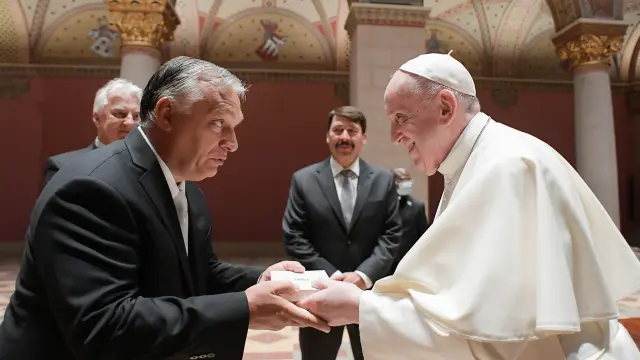 El Papa, este domingo, en su encuentro con Orban.