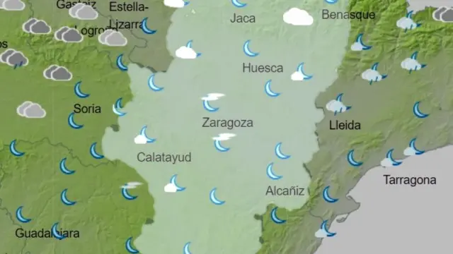 Mapa del tiempo en Aragón