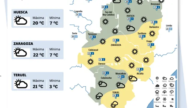 La previsión del tiempo en Zaragoza hoy, domingo 24 de octubre de 2021