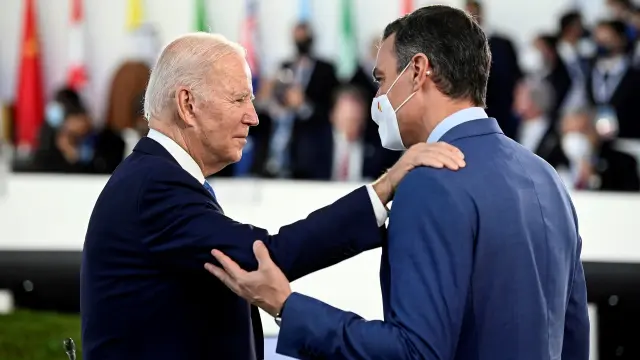 Biden y Sánchez, esta mañana en Roma.