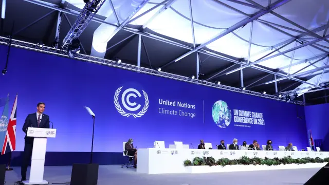 El presidente del gobierno Pedro Sánchez en la COP26, que se celebra en Glasgow (Reino Unido).