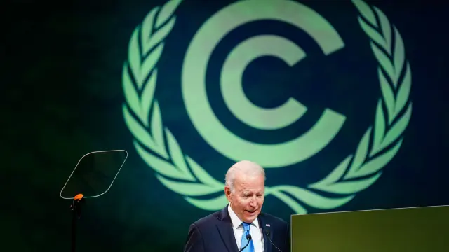 Joe Biden, durante su discurso en la cumbre del clima de Glasgow, este martes.