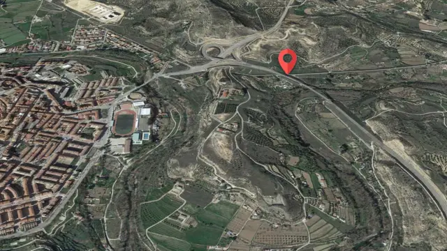 Imagen aérea que señaliza el lugar donde se ha registrado el fatal accidente.