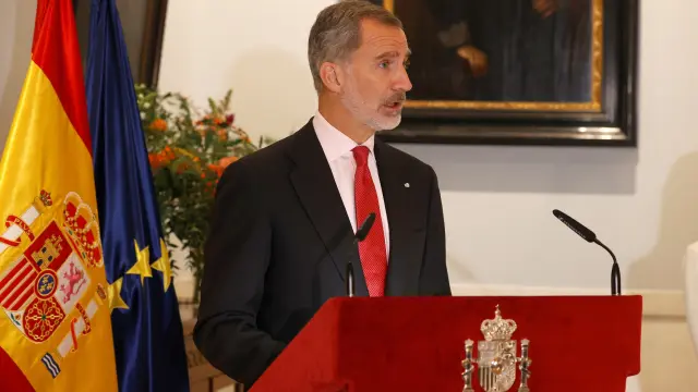 El rey Felipe VI, este martes durante el acto celebrado en la embajada de España en Estocolmo.